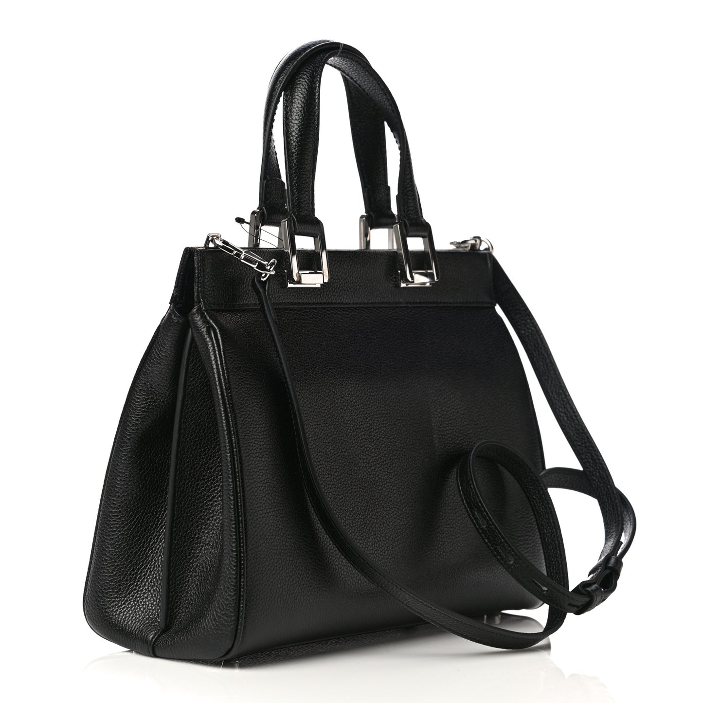 Grainy Calfskin Small Zumi Top Handle Bag Black