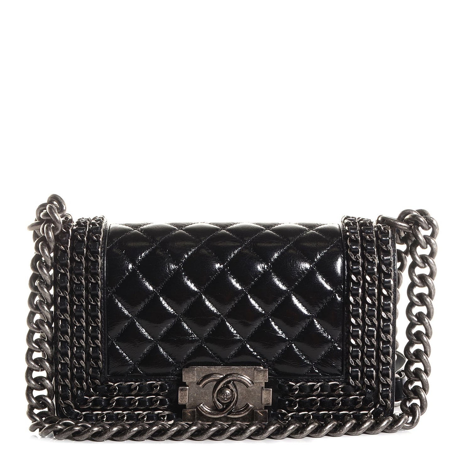 Calfskin Small Boy Chained Flap Black