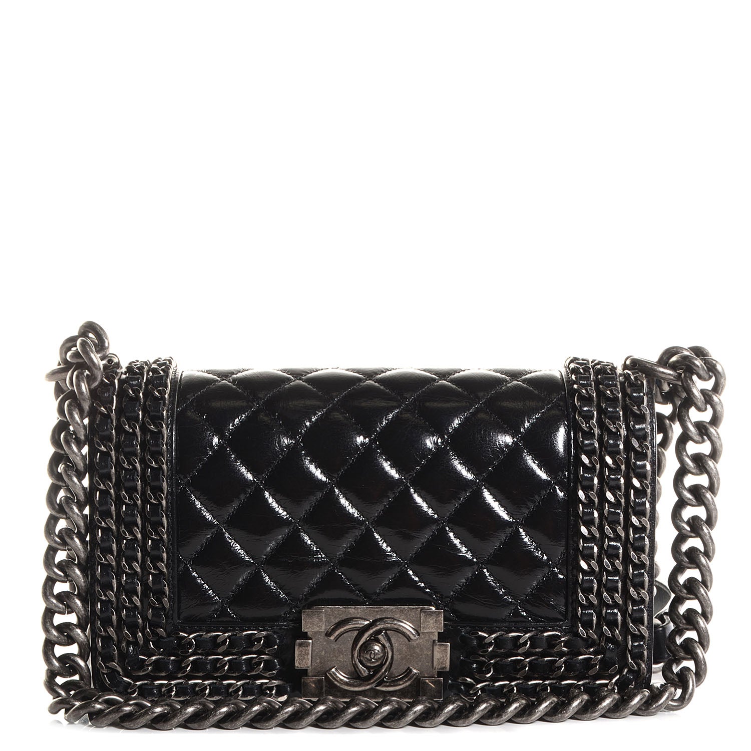 Chanel Calfskin Small Boy Chained Flap Black 1 of 8