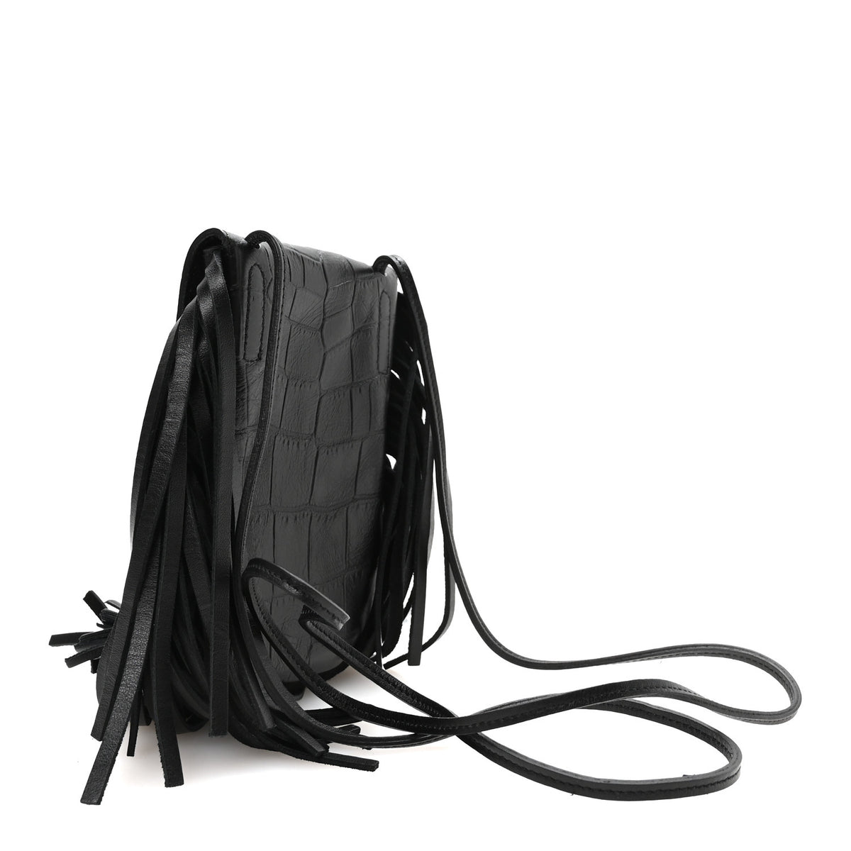 Saint Laurent Suede Fringe Toy Monogram Anita Crossbody Bag Black 3 of 11
