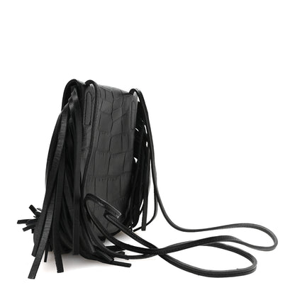 Saint Laurent Suede Fringe Toy Monogram Anita Crossbody Bag Black 3 of 11