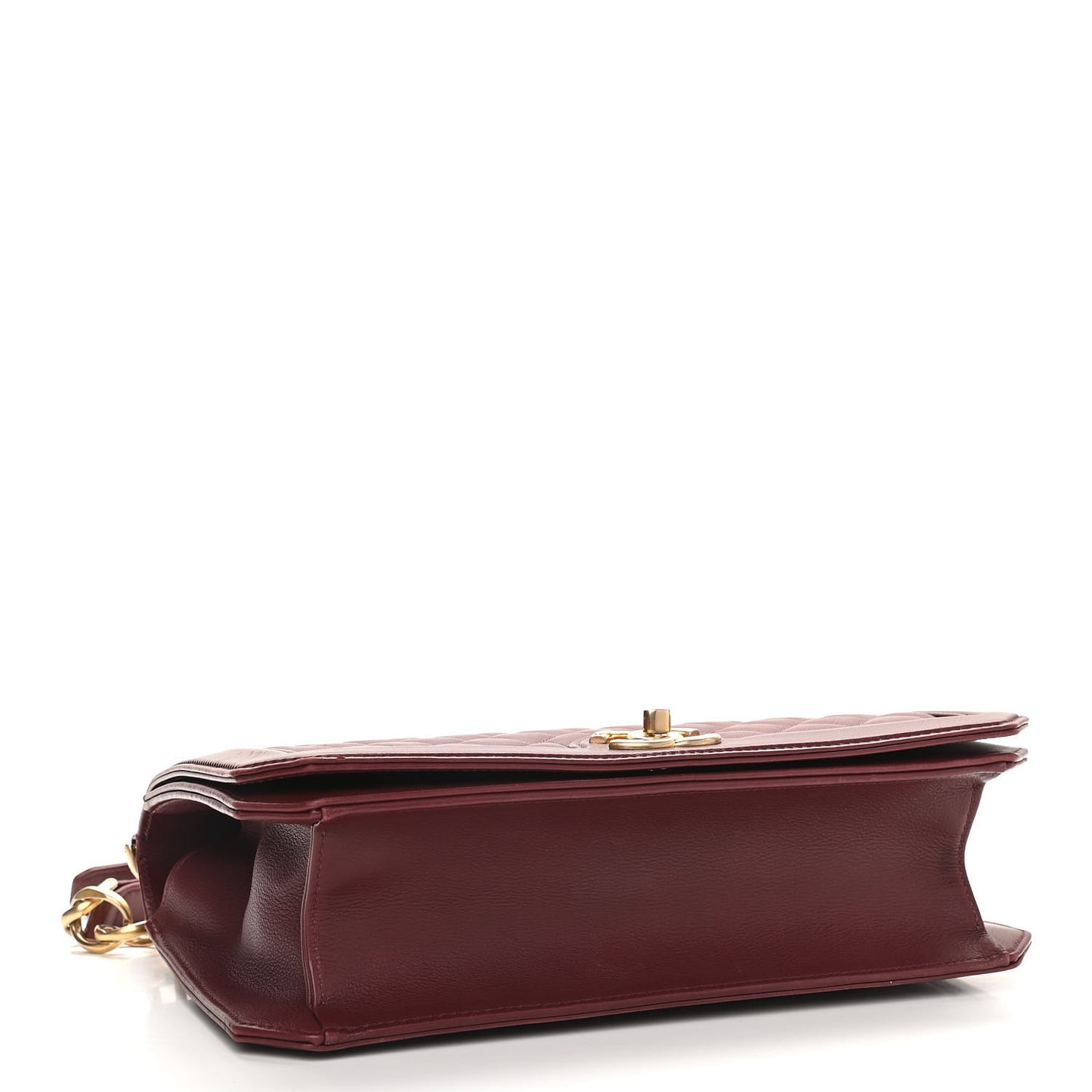 Calfskin Quilted Large Flap Bag Burgundy