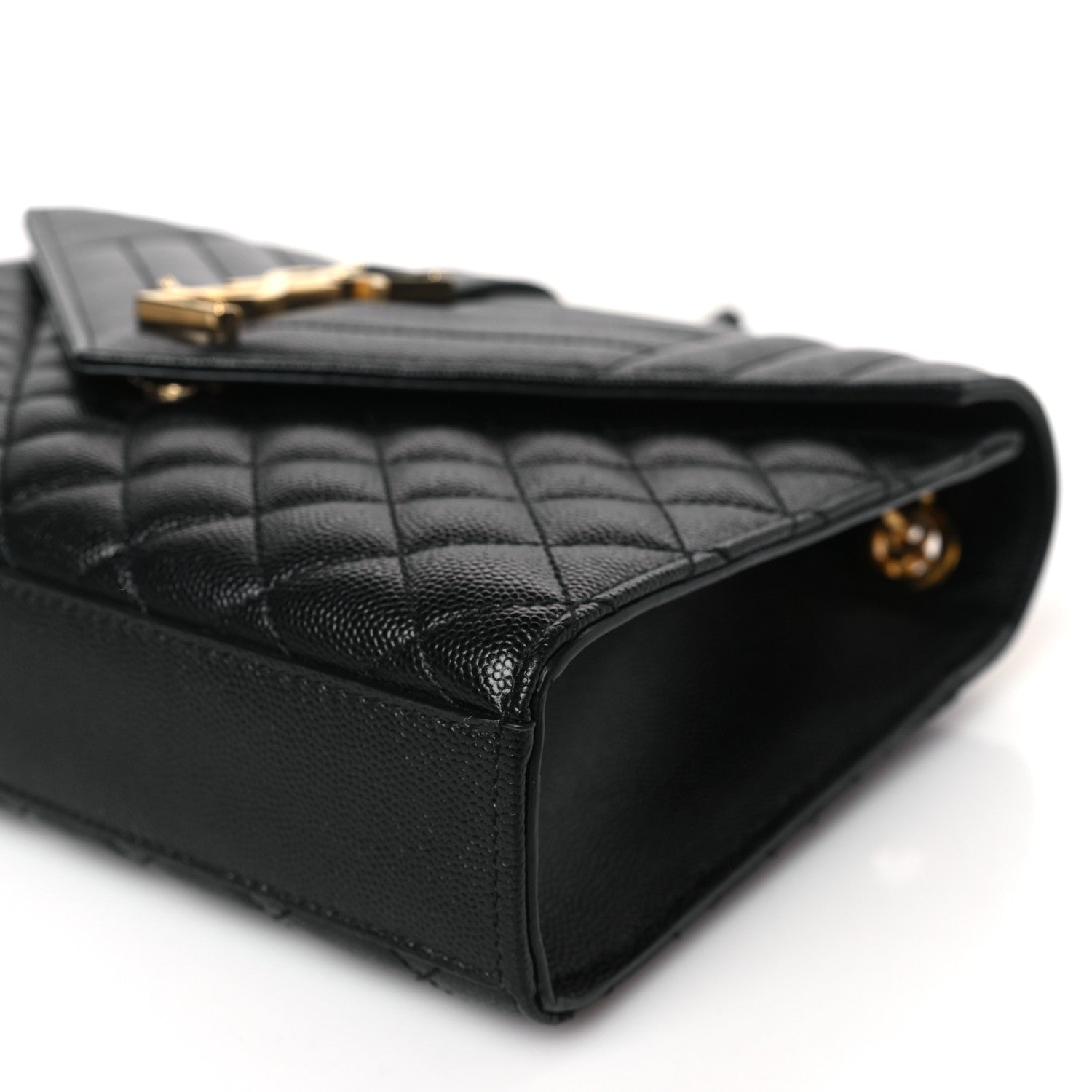 Saint Laurent Grain De Poudre Textured Mixed Matelasse Triquilt Medium Monogram Satchel Black 8 of 8