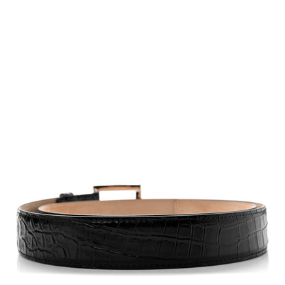 Chanel Calfskin Crocodile Embossed Belt 85 34 Black 2 of 6