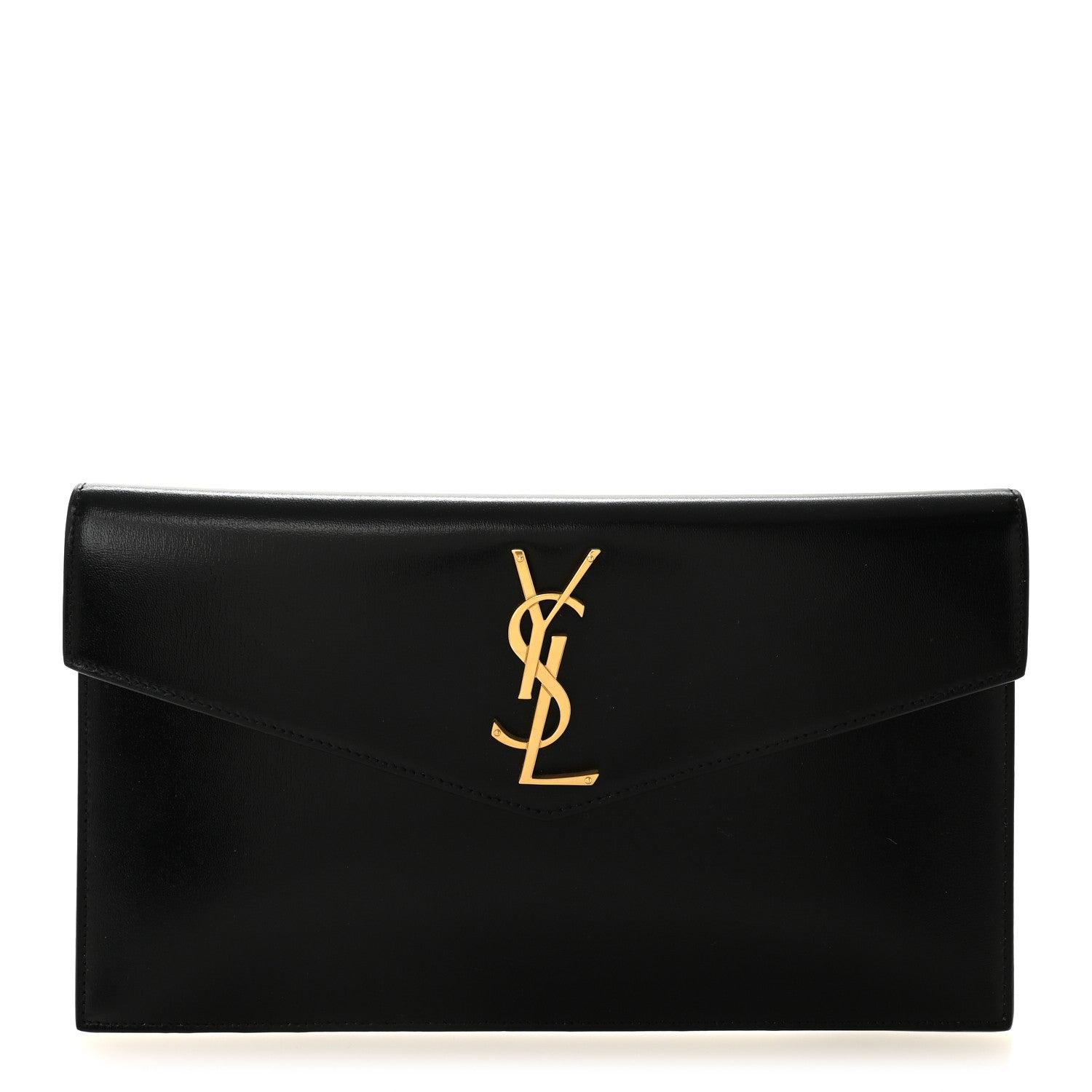 Saint Laurent Smooth Shiny Calfskin Monogram Uptown Pouch Black 1 of 6