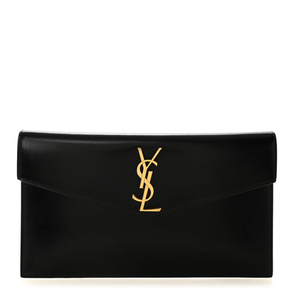 Saint Laurent Smooth Shiny Calfskin Monogram Uptown Pouch Black 1 of 6