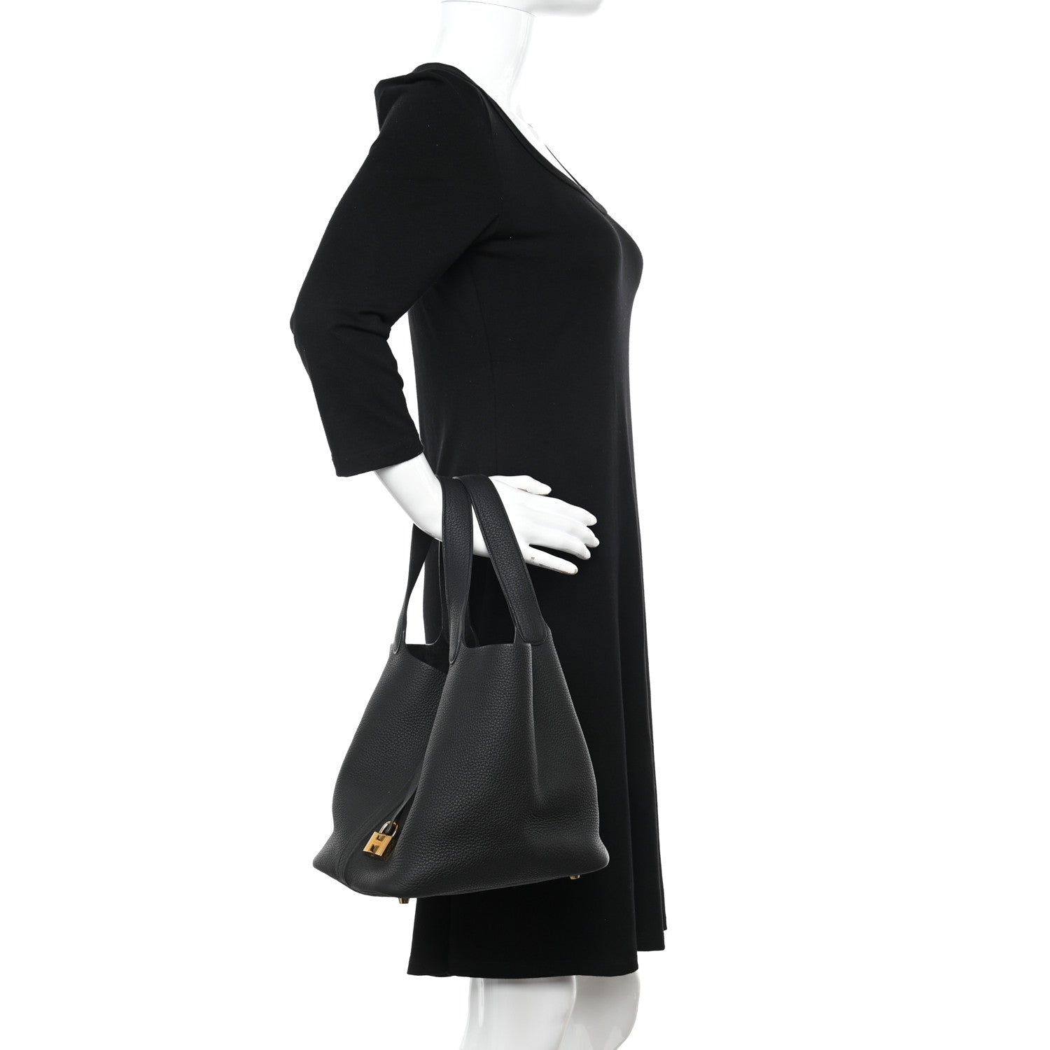 Hermes Taurillon Clemence Picotin Lock 22 MM Black 2 of 10