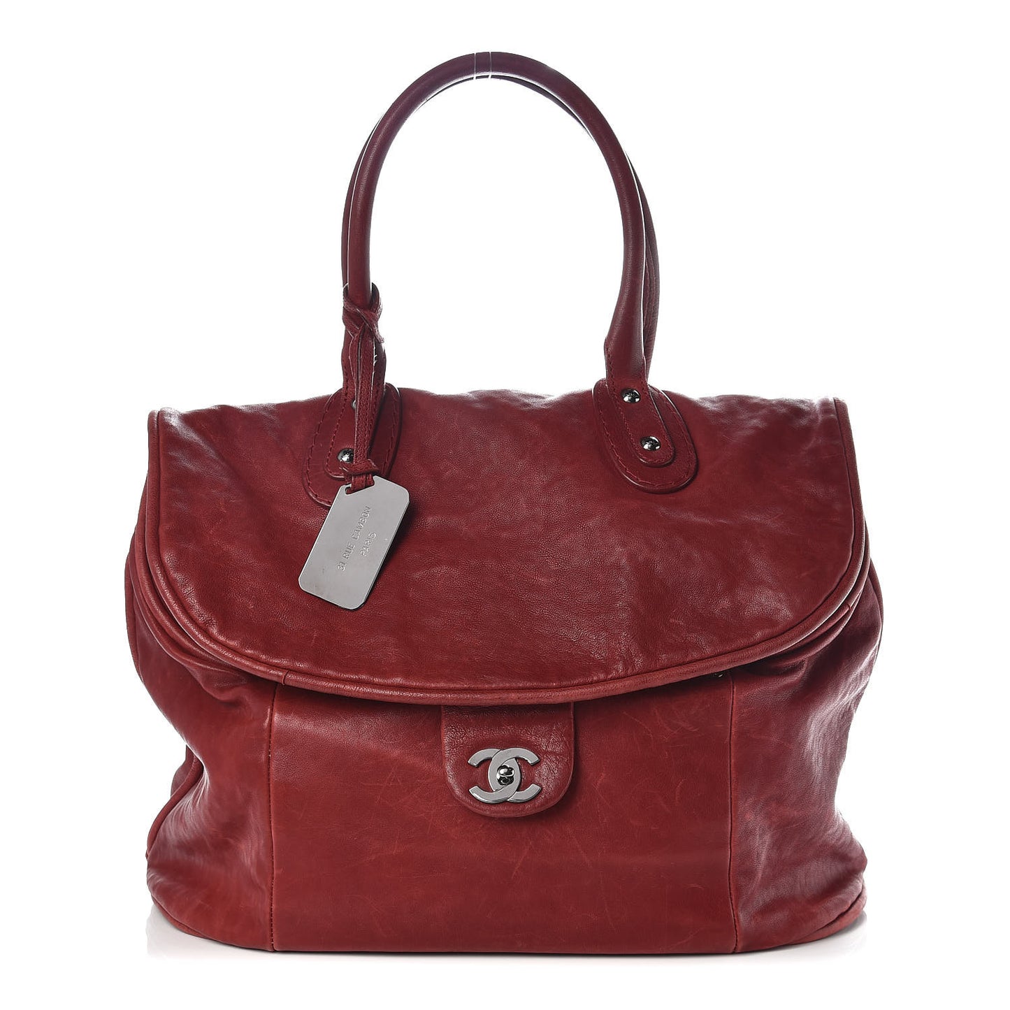 Calfskin Large Traveling Tote Red
