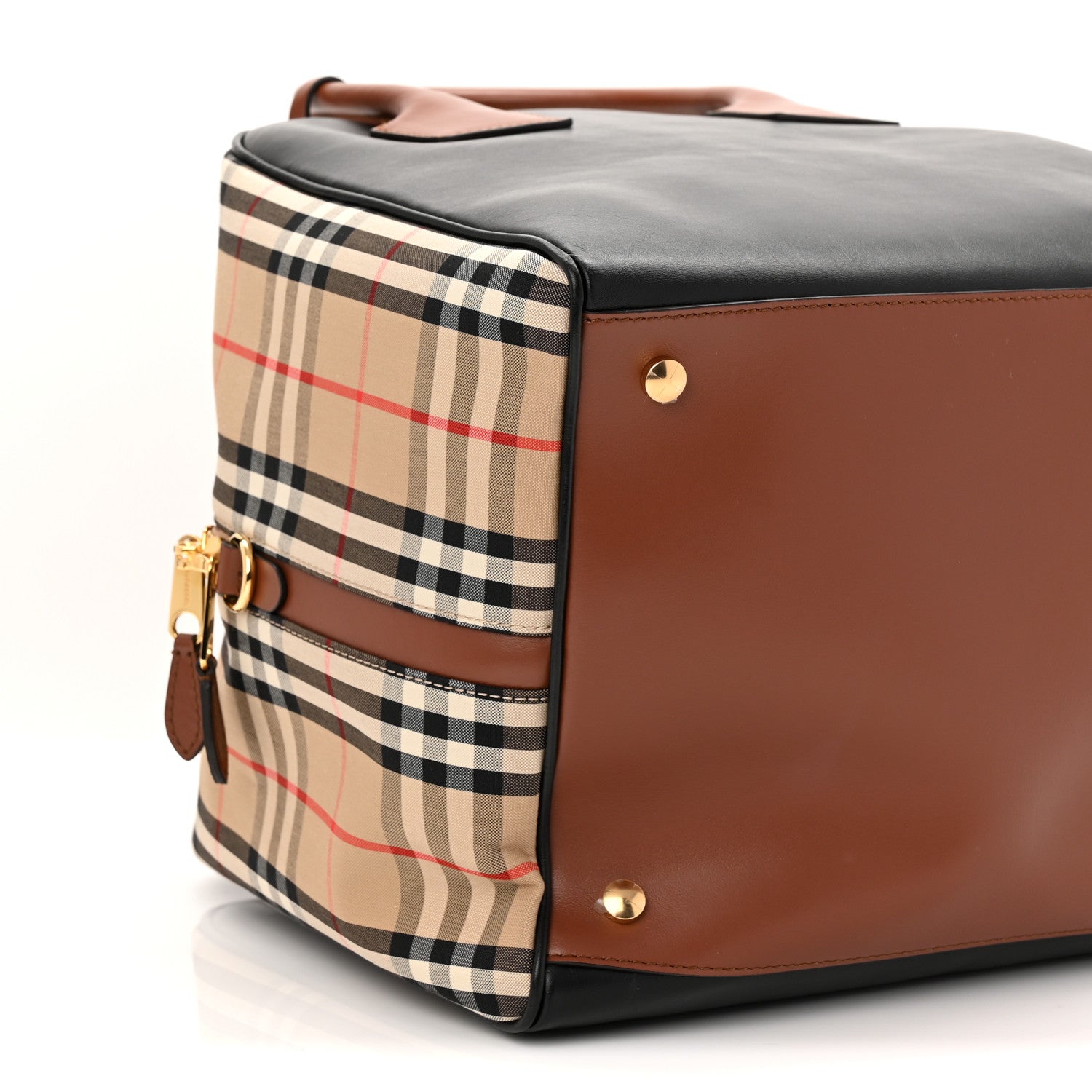Burberry Smooth Calfskin House Check Medium Cube Bowling Bag Archive Beige 1781593