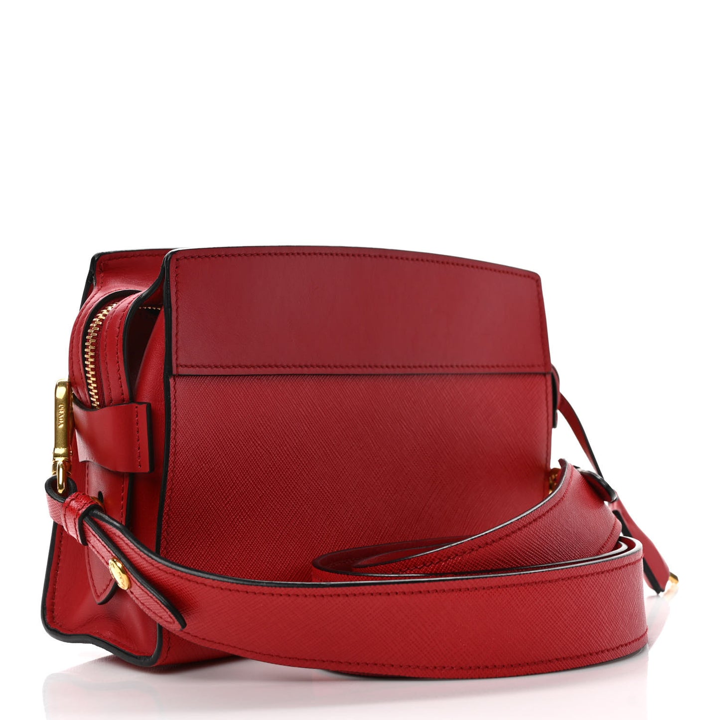 Saffiano City Calfskin Esplanade Crossbody Bag Rosso