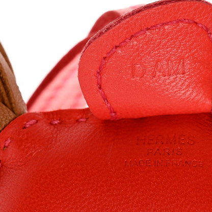 Hermes Milo Lambskin Grigri Rodeo Horse Bag Charm PM Rouge Indien Gold Bougainvillea 3 of 4