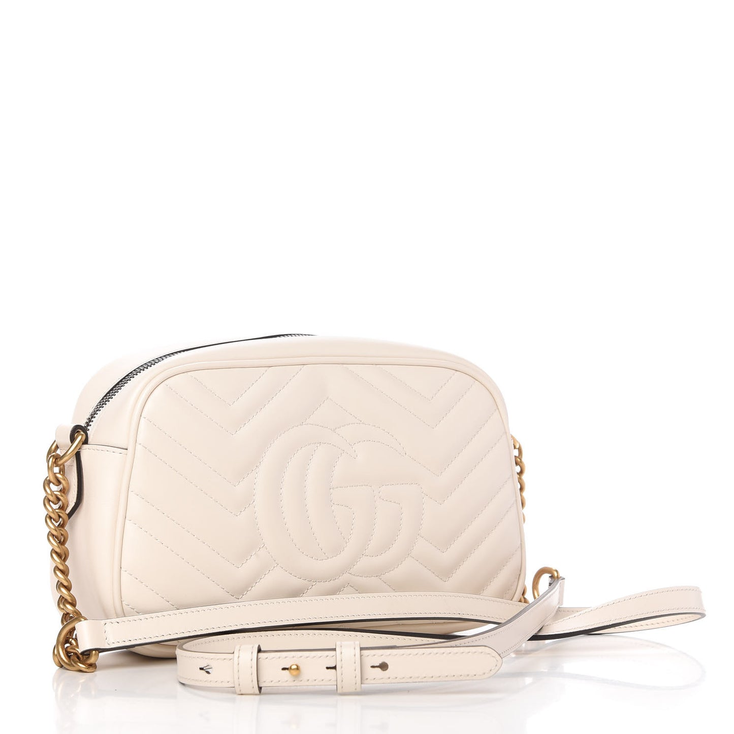 Calfskin Matelasse Small GG Marmont Chain Shoulder Bag White