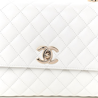 Chanel Caviar Quilted Small Coco Handle Flap White 10 of 11