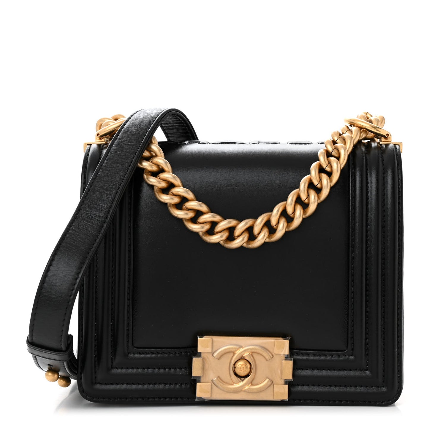 Calfskin Mini Boy Flap Black