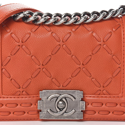Chanel Caviar Stitched Small Boy Flap Dark Orange 16 of 17