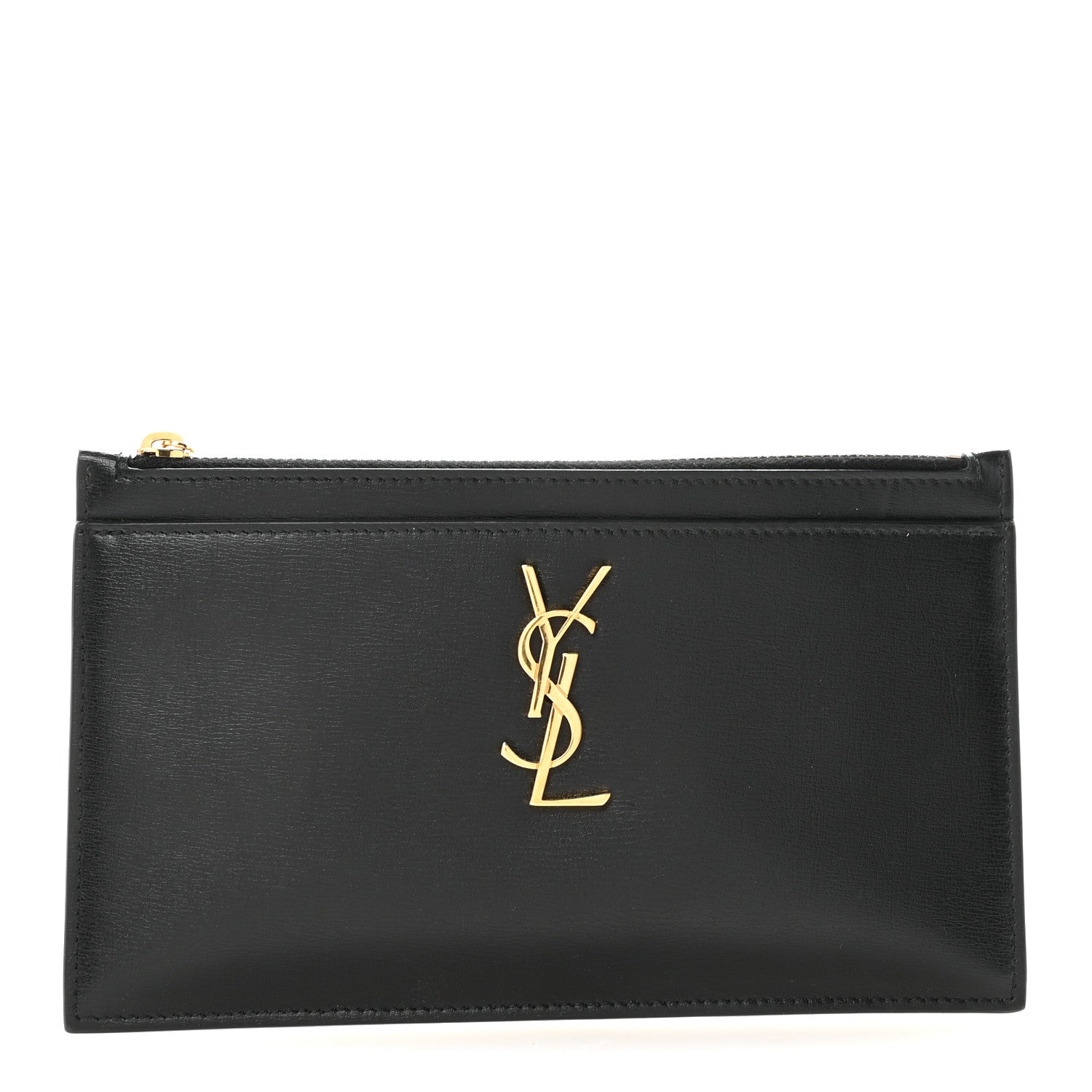 Saint Laurent Smooth Calfskin Monogram Zip Bill Pouch Black 1 of 8
