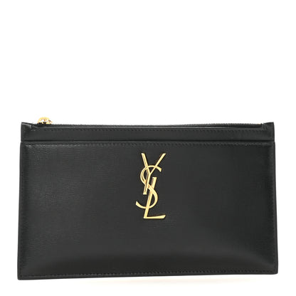 Saint Laurent Smooth Calfskin Monogram Zip Bill Pouch Black 1 of 8
