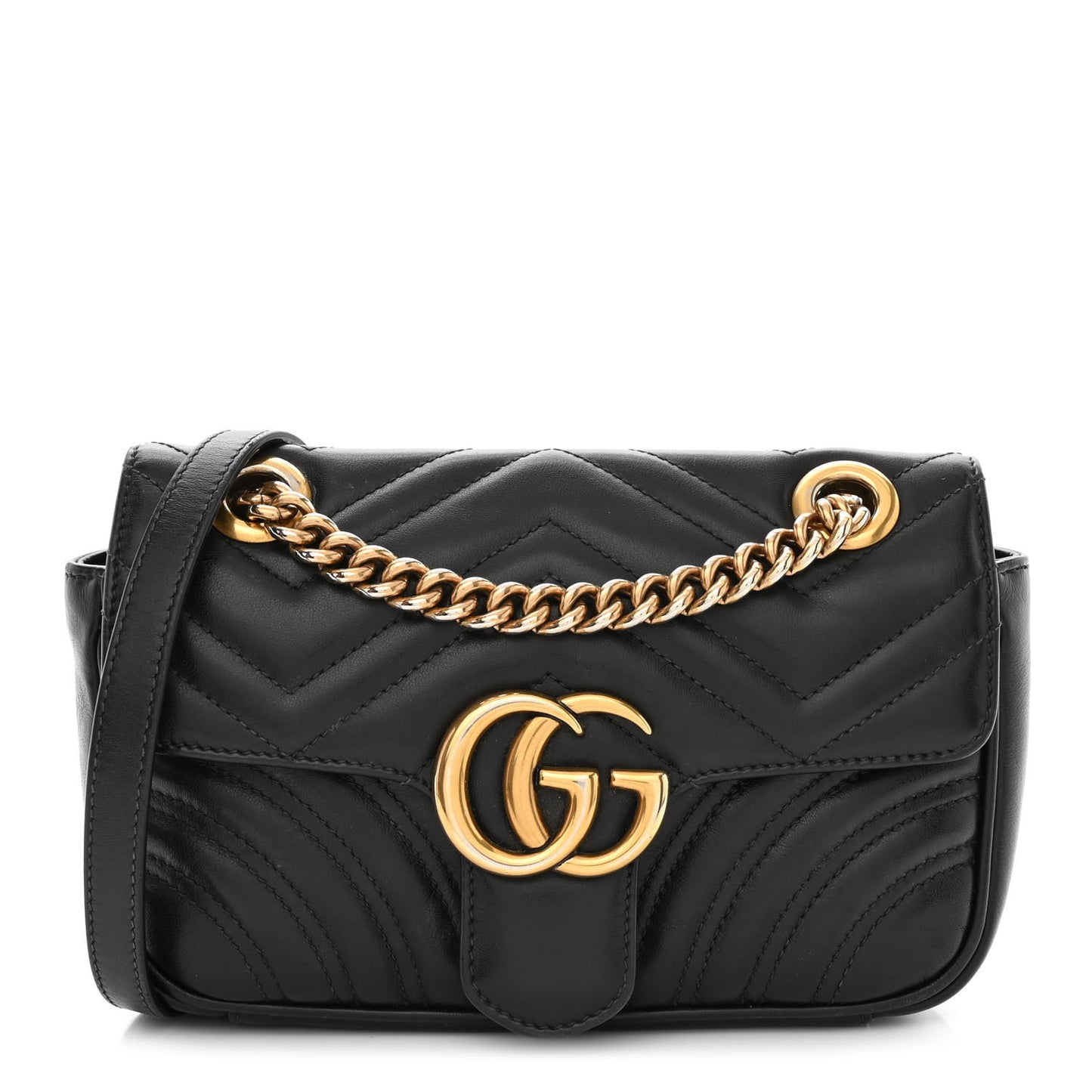 Calfskin Matelasse Mini GG Marmont Shoulder Bag Black