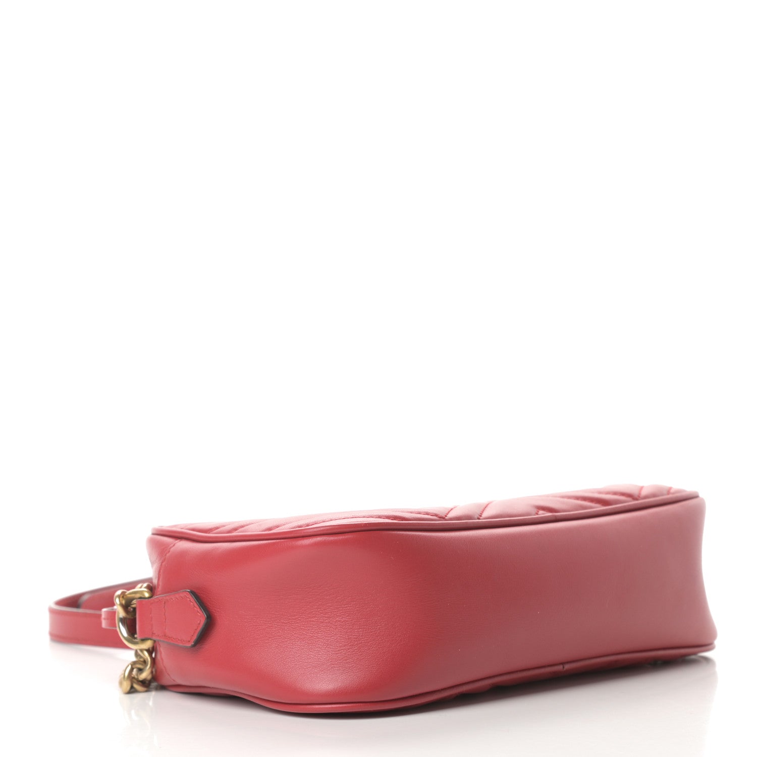 Gucci Calfskin Matelasse Small GG Marmont Chain Shoulder Bag Hibiscus Red 4 of 15