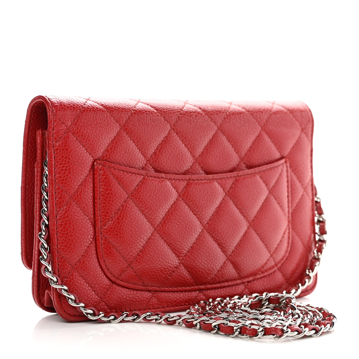 Chanel Caviar Quilted Wallet On Chain WOC Red 3 of 11