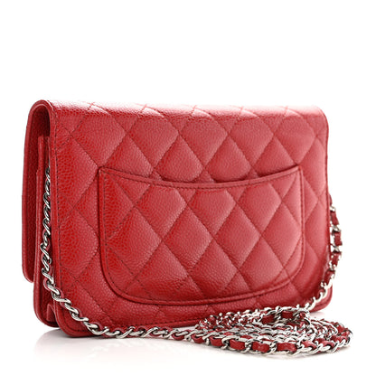Chanel Caviar Quilted Wallet On Chain WOC Red 3 of 11