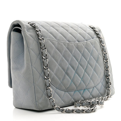 Chanel Iridescent Caviar Quilted Maxi Double Flap Grey 3 of 11