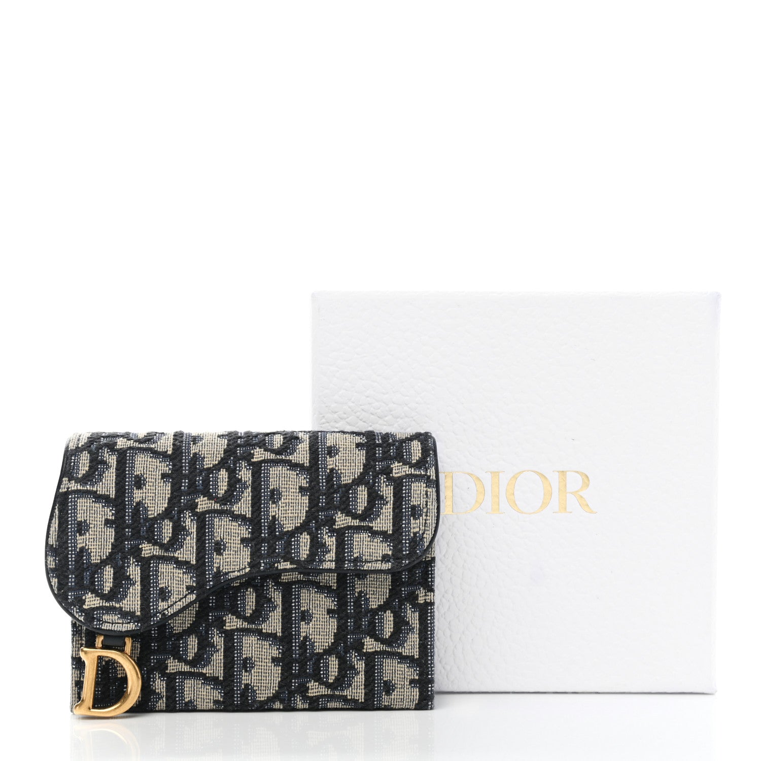 Christian Dior Oblique Saddle Card Holder Blue 9 of 9