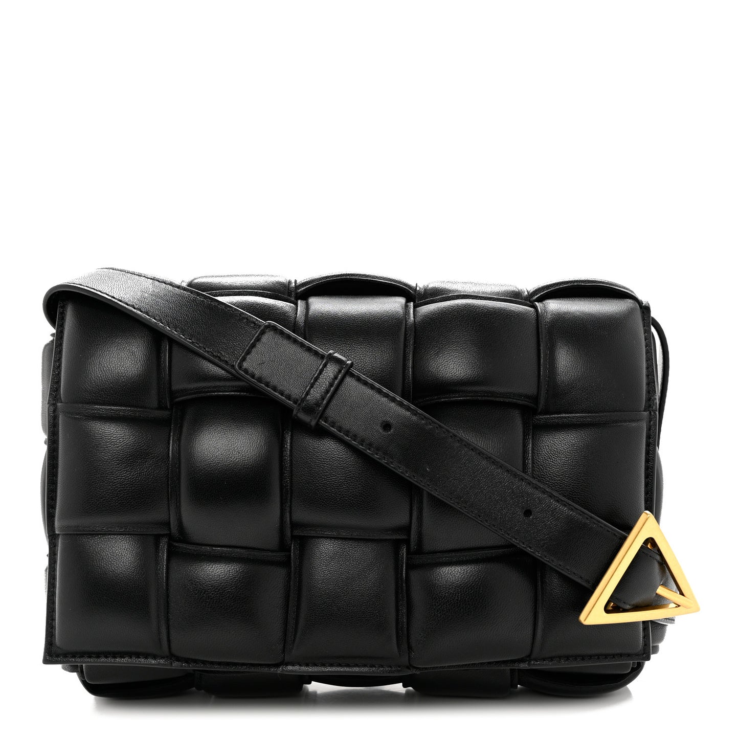 Nappa Maxi Intreccio Padded Cassette Crossbody Bag Black
