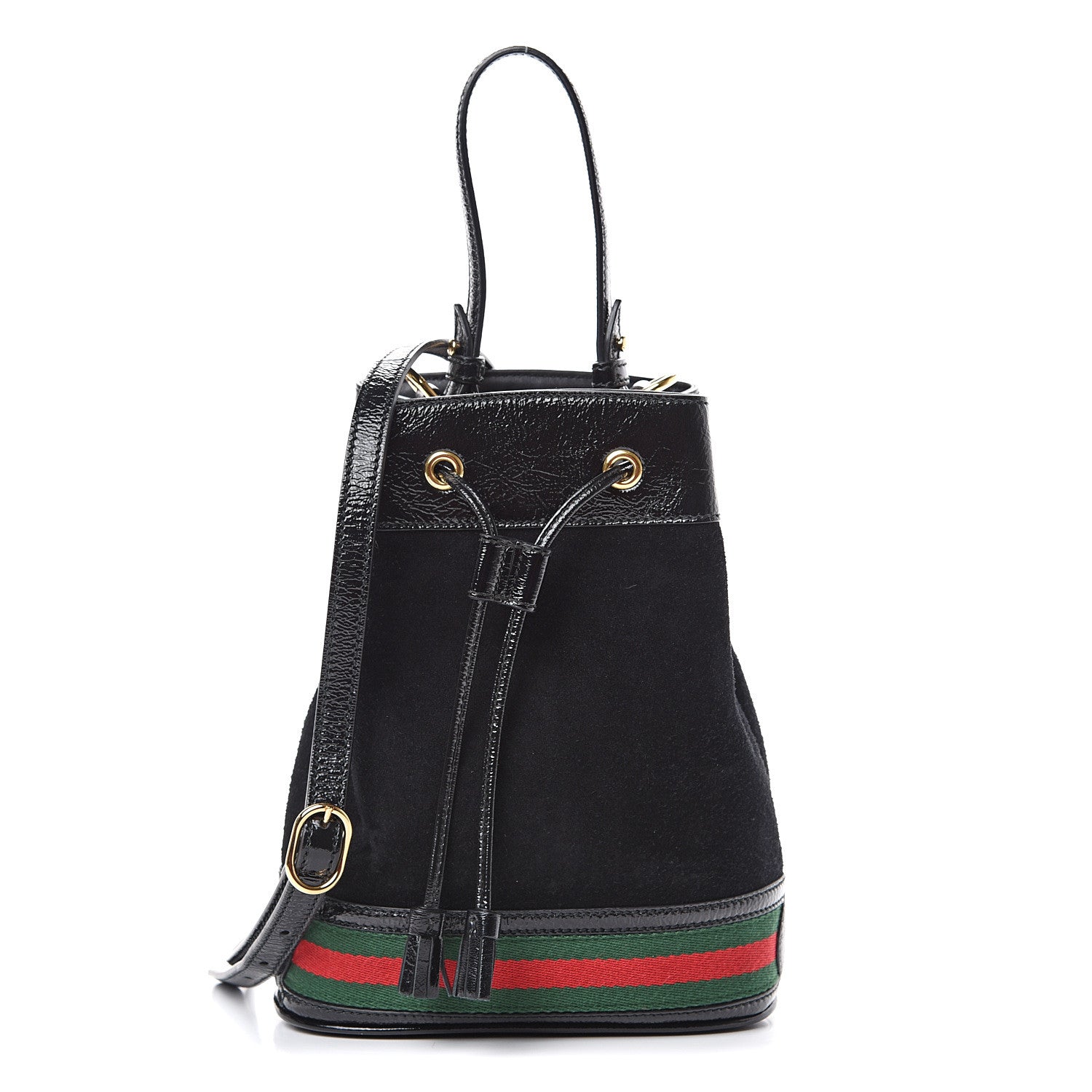 Gucci Suede Patent Web Small Ophidia Bucket Bag Black 1 of 9
