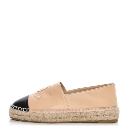 Chanel Lambskin CC Espadrilles 35 Beige Black 1 of 10