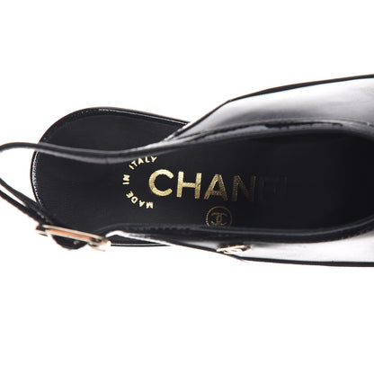 Chanel Patent Lambskin CC Bow Slingback Pumps 35.5 Black 7 of 9