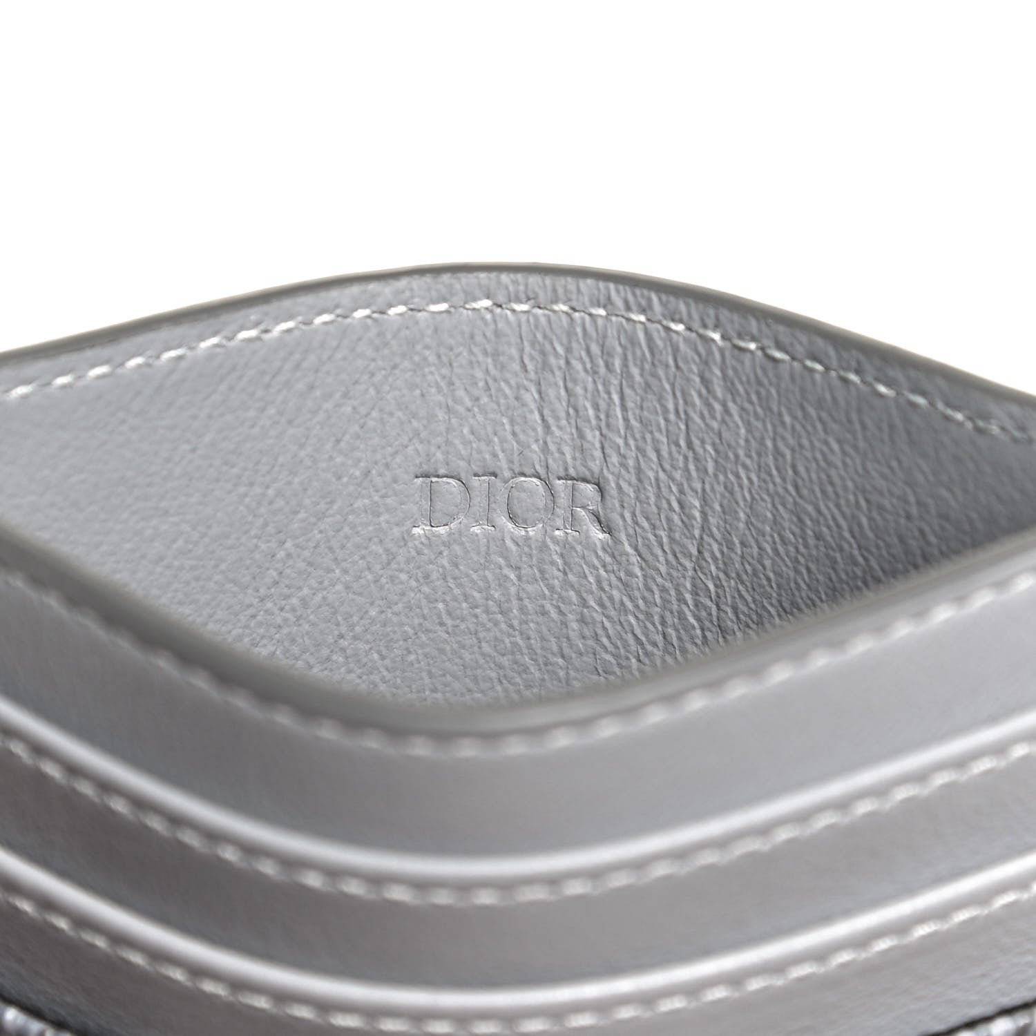 Christian Dior Calfskin CD Diamond Canvas Card Holder Grey 6 of 8
