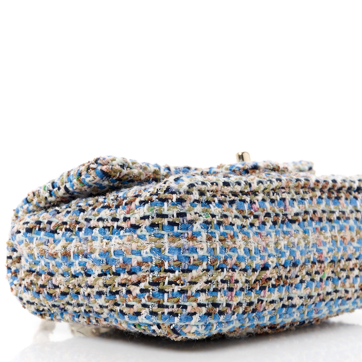 Chanel Tweed Quilted Mini Rectangular Flap Blue White 10 of 12