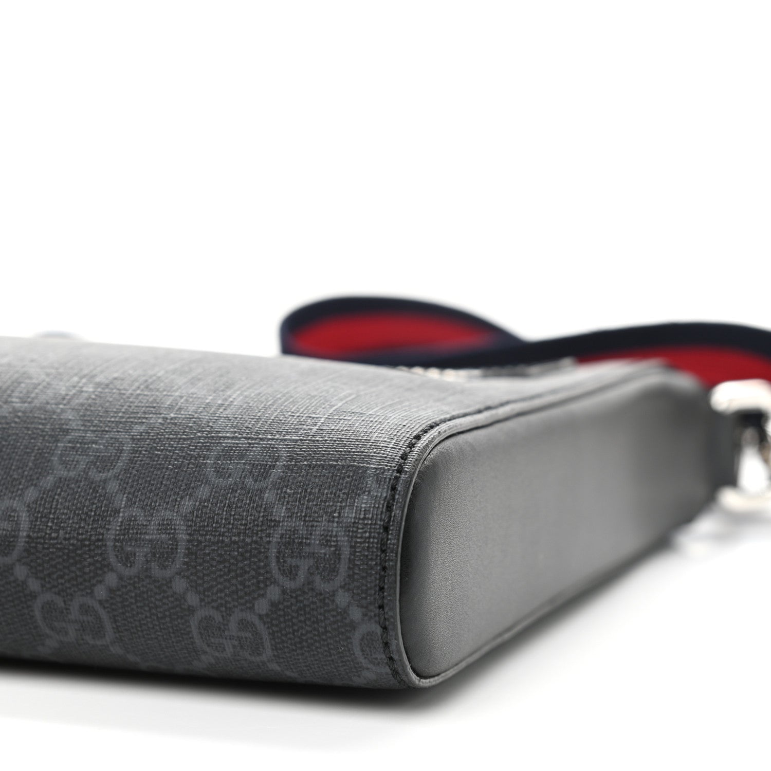 Gucci GG Supreme Monogram Web Small Flat Messenger Bag Black Grey 11 of 11