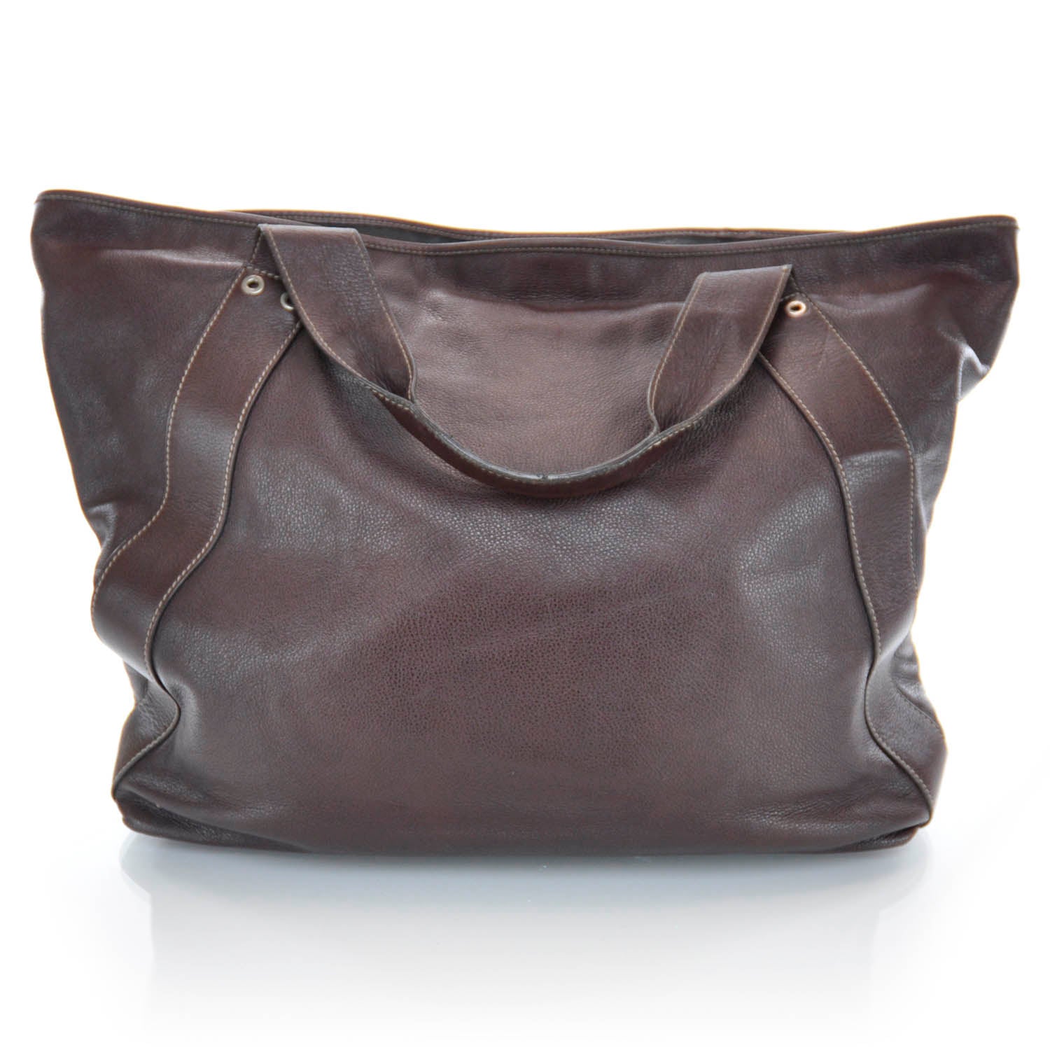 Gucci Leather Large Tote Unisex Brown 3 of 10