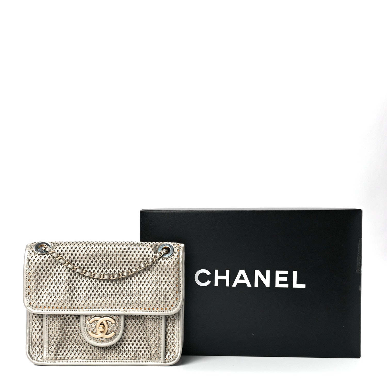 Chanel Metallic Perforated Calfskin Small Up In The Air Flap Light Gold 13 of 13