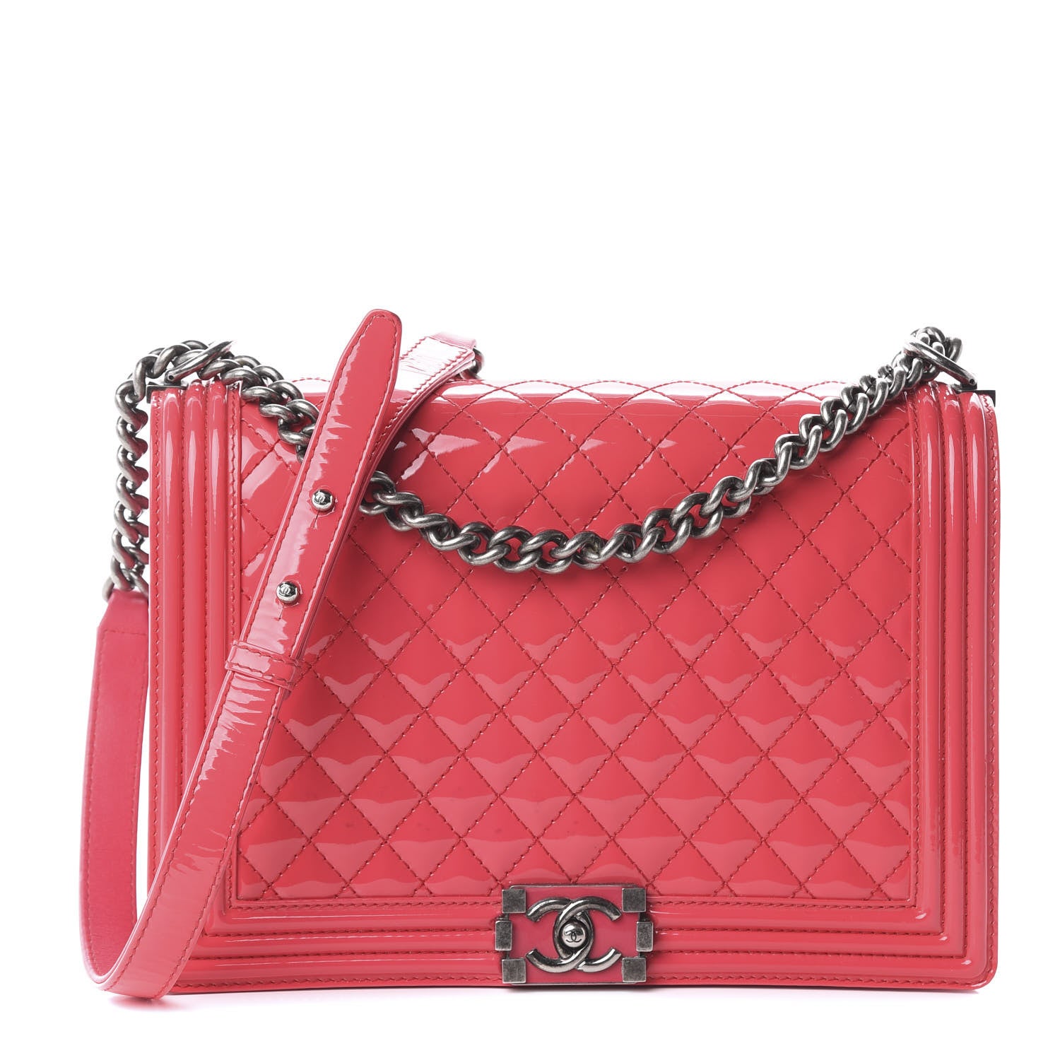 Chanel Patent Quilted Large Boy Flap Pink 1 of 9