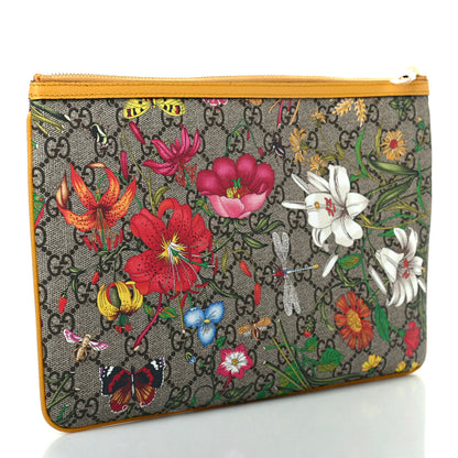 Gucci GG Supreme Monogram Flora Large Ophidia Pouch Clutch Beige Multicolor Crop 3 of 7