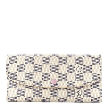 Louis Vuitton Damier Azur Emilie Wallet Rose Ballerine 1 of 11