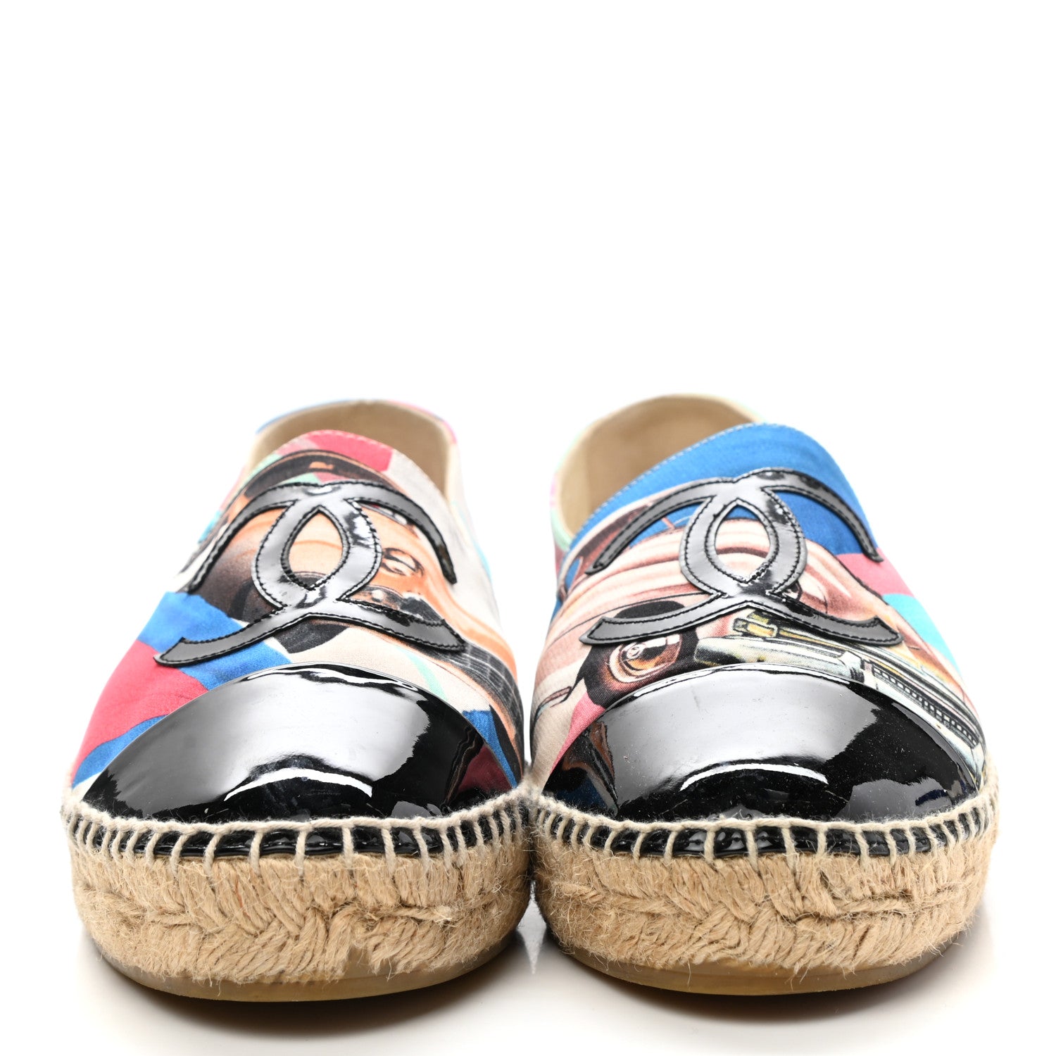 Chanel Fabric Patent CC Espadrilles 39 Multicolor Black 2 of 10