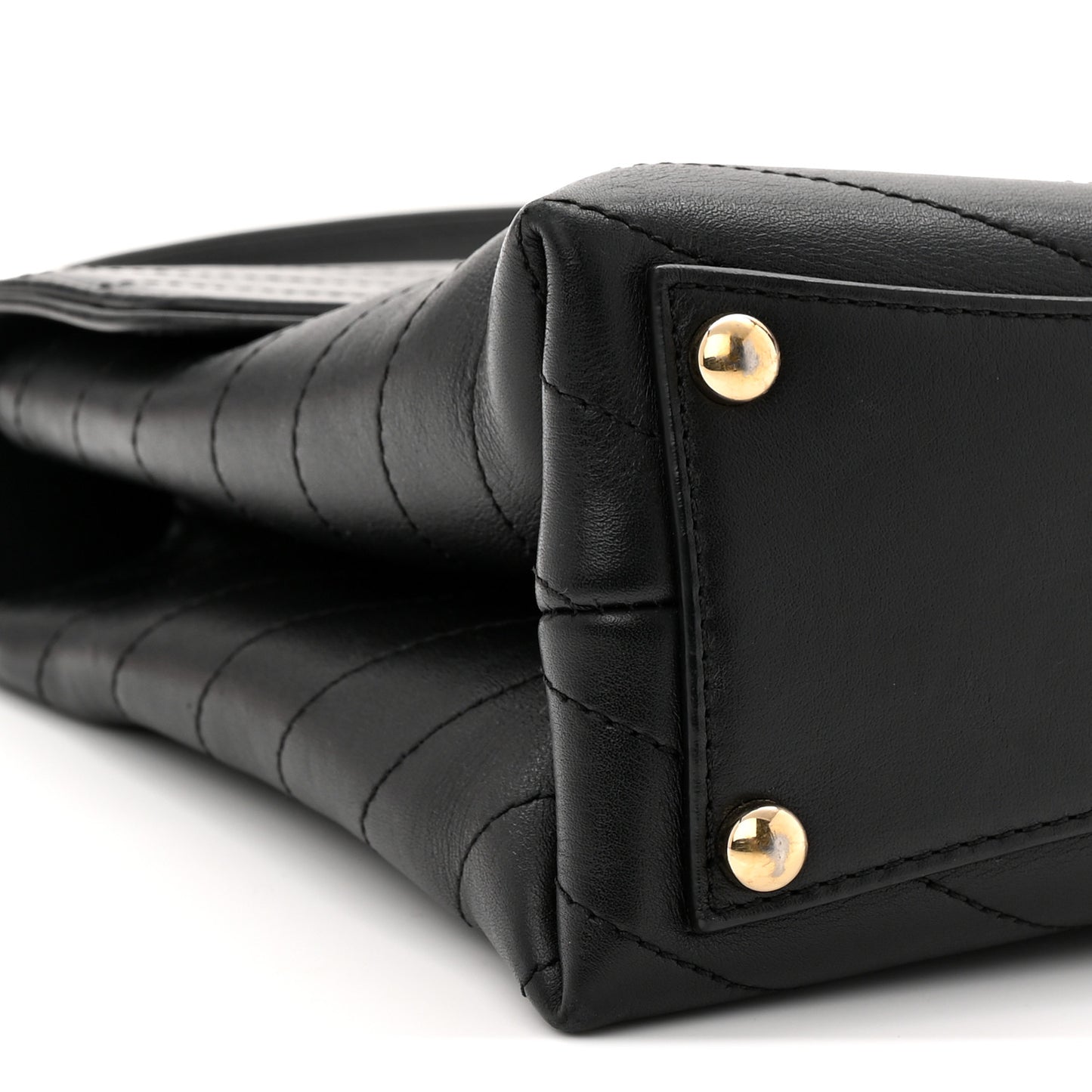 Calfskin Chevron Stitched Medium Coco Flap Bag Black