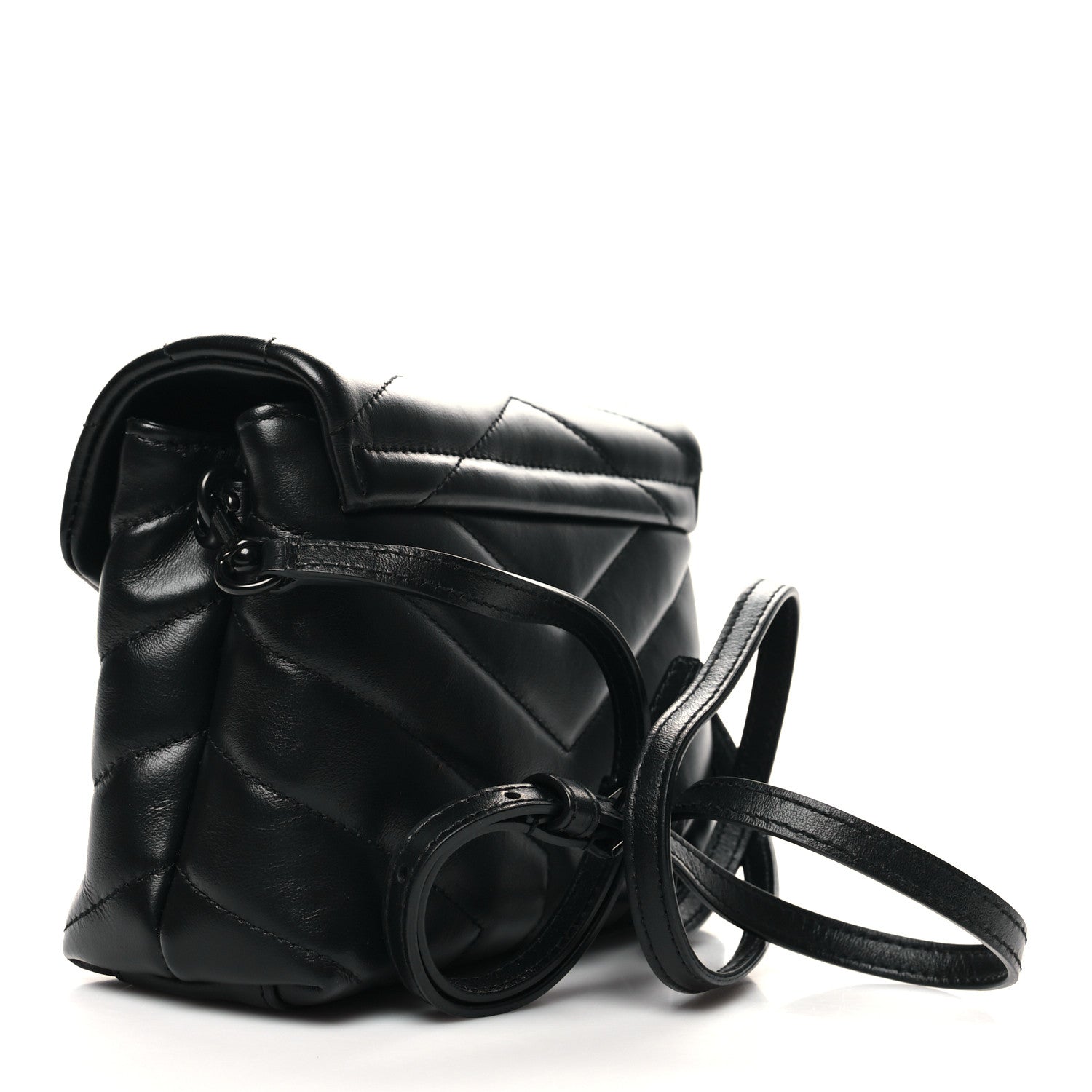 Saint Laurent Calfskin Y Quilted Monogram Monochrome Toy Loulou Crossbody Bag Black 3 of 11