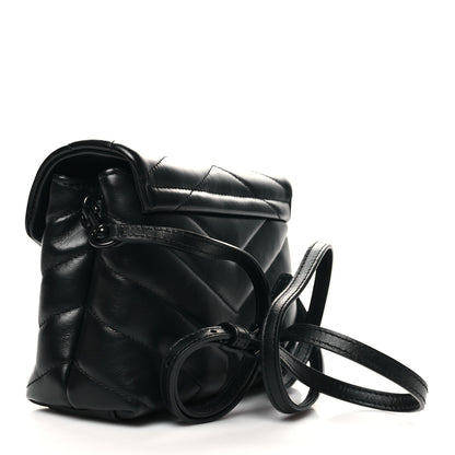 Saint Laurent Calfskin Y Quilted Monogram Monochrome Toy Loulou Crossbody Bag Black 3 of 11