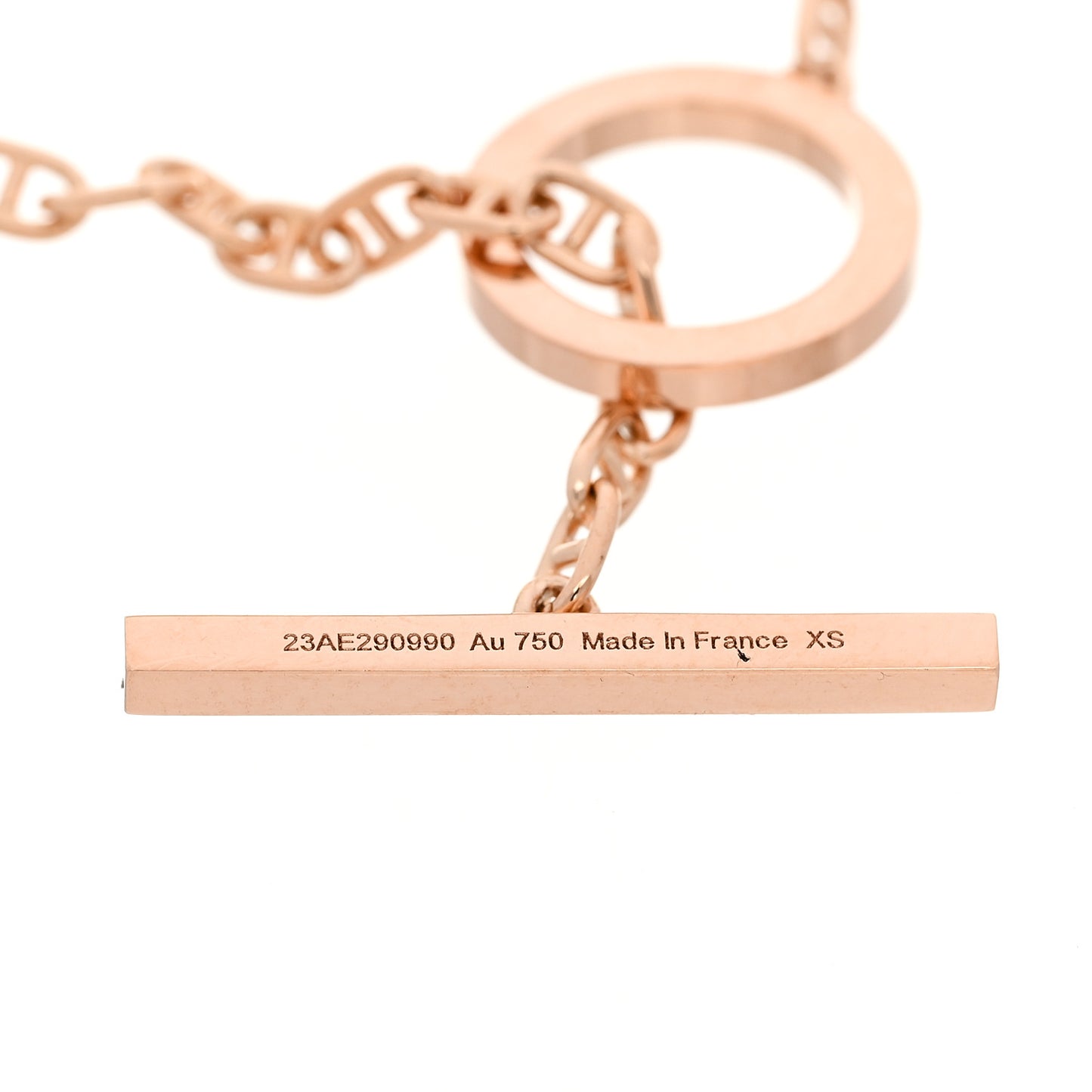 18K Rose Gold Diamond Chaine D'Ancre Contour Bracelet XS