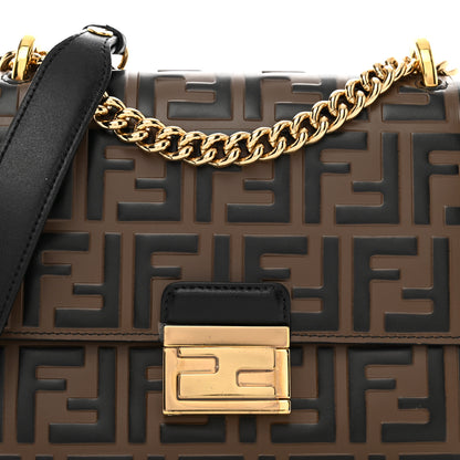 Fendi Vitello Liberty Bi-Color FF 1974 Embossed Small Kan U Shoulder Bag Maya Black 5 of 9