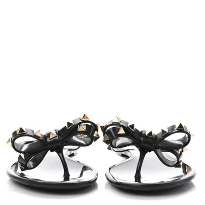 Valentino Garavani PVC Jelly Rockstud Bow Thong Sandals 37 Black 2 of 8