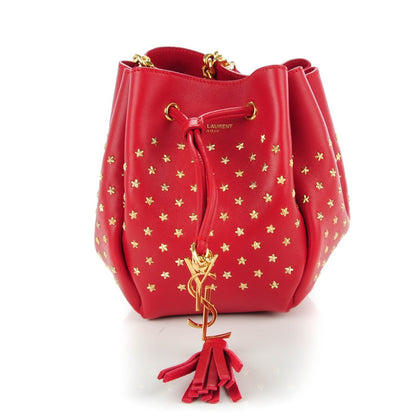 Saint Laurent Calfskin Star Studded Small Monogram Bucket Bag Red 1 of 8