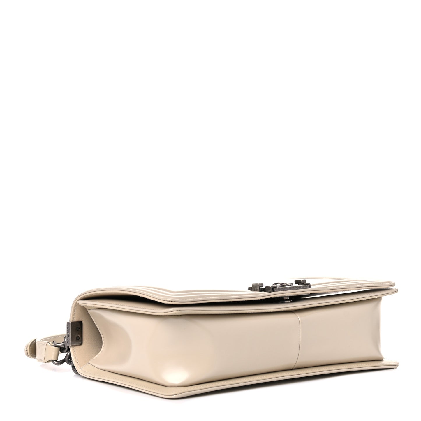 Glazed Calfskin New Medium Boy Flap Beige