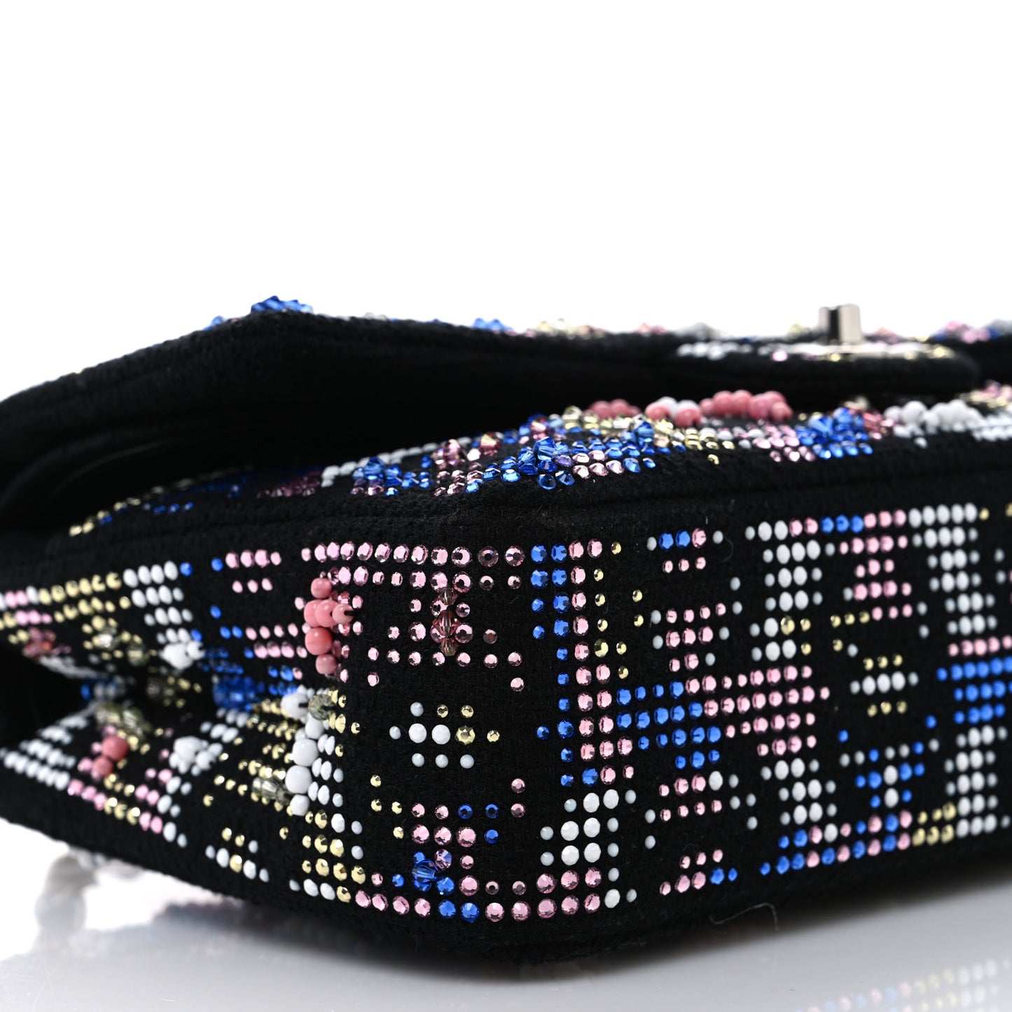 Crystal Tweed CC Medium Double Flap Black