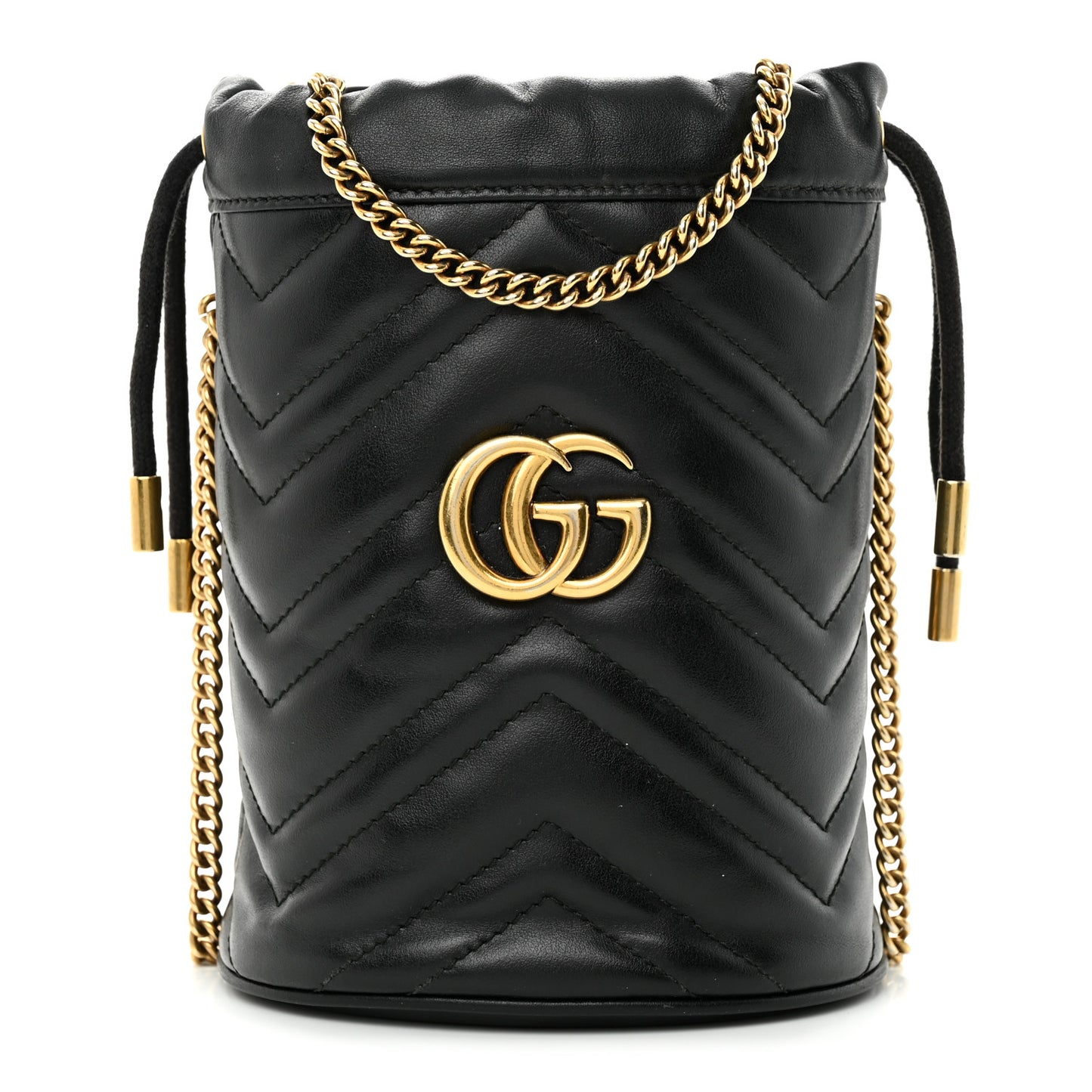 Calfskin Matelasse Mini GG Marmont 2.0 Bucket Bag Black